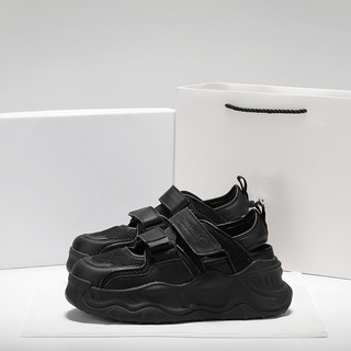 Daxingzhe Đế Dày Rỗng Giày Sandal Thể Thao Nữ Phong Cách Mới Velcro Lưới Giày Đế Mỏng Phong Cách Bố Giày