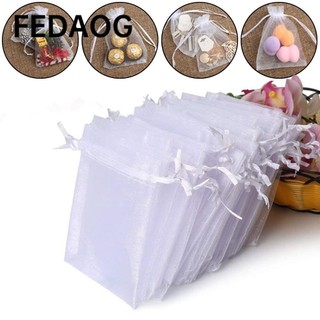 FEDAOG Set 25/50 Túi Đựng Trang Sức Dây Rút Bằng Organza Làm Quà Tặng Đám Cưới / Giáng Sinh Nhiều Màu Sắc