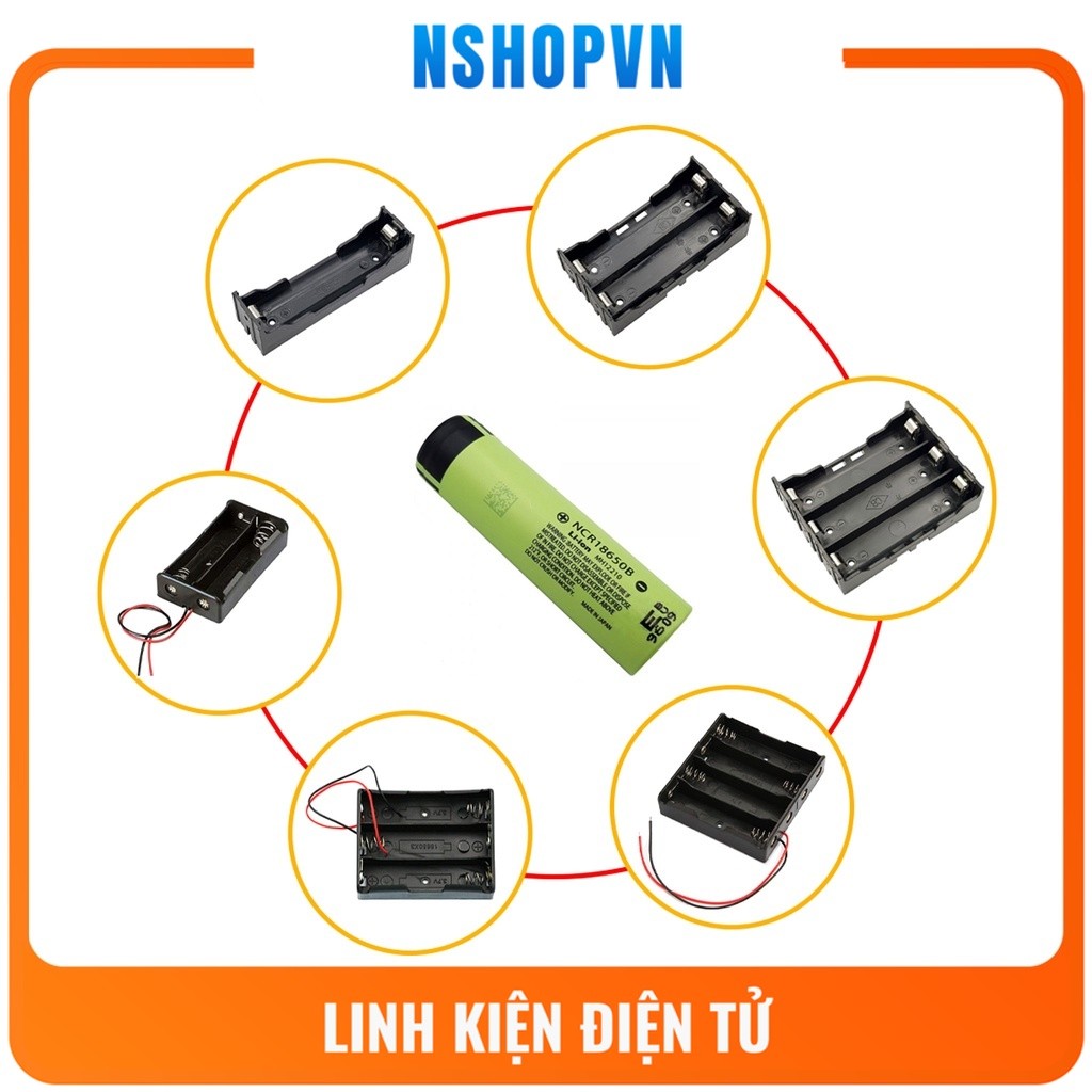 Đế pin 18650 1 cell | 2cell | 3cell | 4 cell, Hộp đế pin ra dây và hộp đế pin hàn