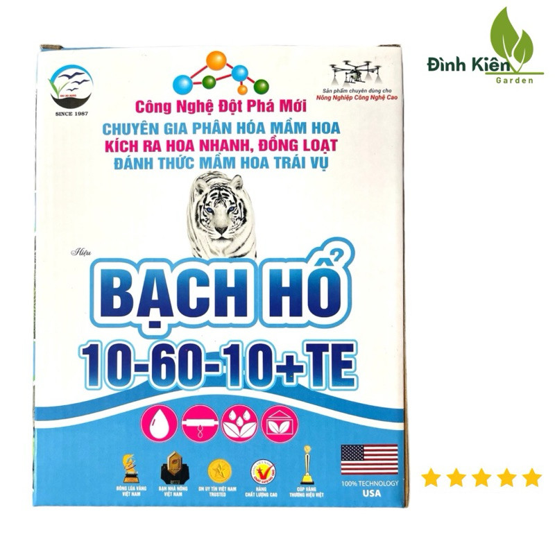 Phân bón 10 60 10 TE - BẠCH HỔ. Ra hoa đồng loạt, bông mập đều.