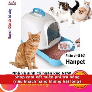 Nhà vệ sinh cho mèo  Loại có khay đựng cát mèo tặng 1 xẻng hốt phân mèo SZ
