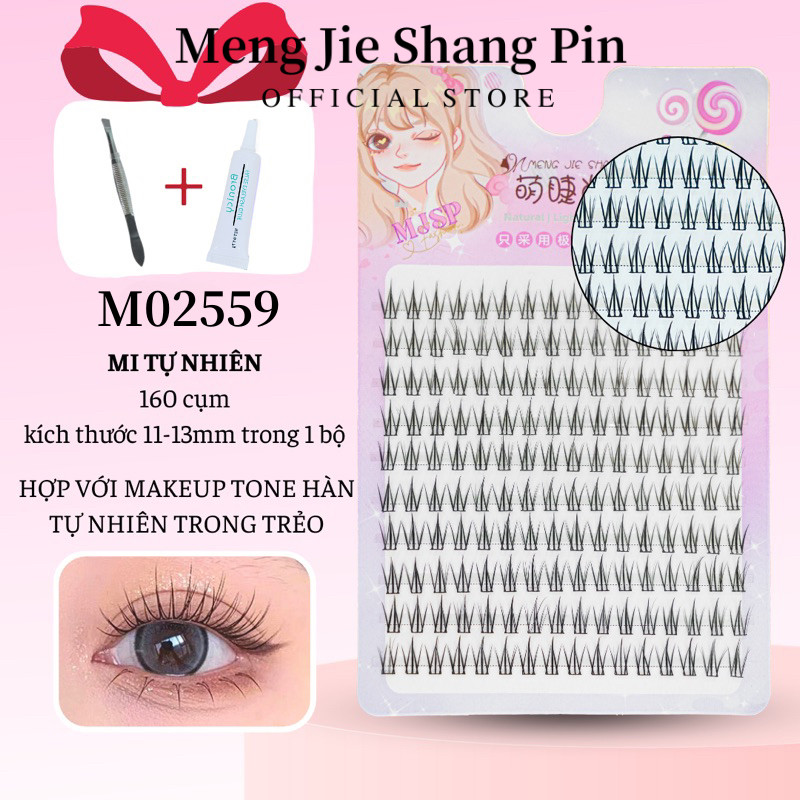 Mengjieshangpin 10 Hàng Nhỏ Ngọn Lửa Lông Mi Giả Ghép Cụm Cá Nhân 3D Tự Nhiên Màu Đen Thân Truyện Tranh Phong Cách Cổ Tích Lông Mi Giả Người Mới Bắt Đầu Dụng Cụ Trang Điểm