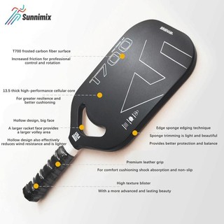 【Khuyến Mãi Lớn Sunnimix Vợt Pickleball T700 Carbon siêu nhẹ độ nảy tốt Ép Nóng Màu Đen Dày 13,5mm Cấp Thi Đấu Vợt Chơi Bóng Pickleball 