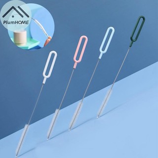 Plumhome Uốn Ống Hút Không Gỉ Bàn Chải Bụi Tóc Mềm Hút Ống Thủy Tinh Bàn Chải Làm Sạch Bé Trẻ Em Chai Bàn Chải Tay Cầm Dài Có Thể Tái Sử Dụng VN