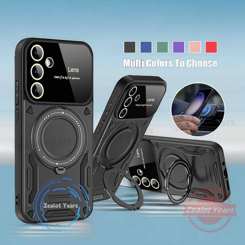 Ốp Lưng Cho Samsung Galaxy S24FE S23FE 5G S24 S23 FE Vỏ Điện Thoại Giáp Kim Loại Giá Đỡ Nhẫn Đứng Vỏ Điện Thoại