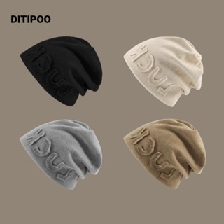 Mũ chui đầu DITIPOO, Mũ len chữ ấm áp co giãn, Mũ Hip Hop màu trơn thông thường dành cho nam nữ