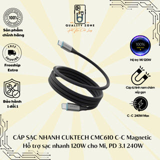 Cáp sạc CUKTECH Magnetic CMC610 C- C, hỗ trợ 120W cho Mi, PD 3.1 240W