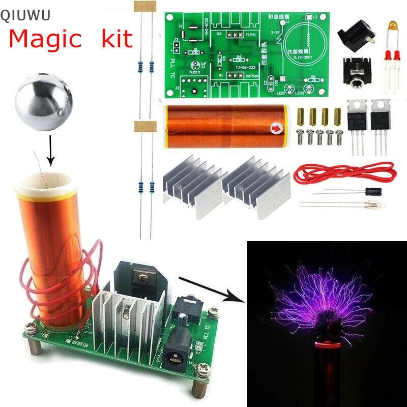 Qiuwu DIY Kit Mini Tesla Coil Plasma Bộ loa dự án âm nhạc trường điện tử.
