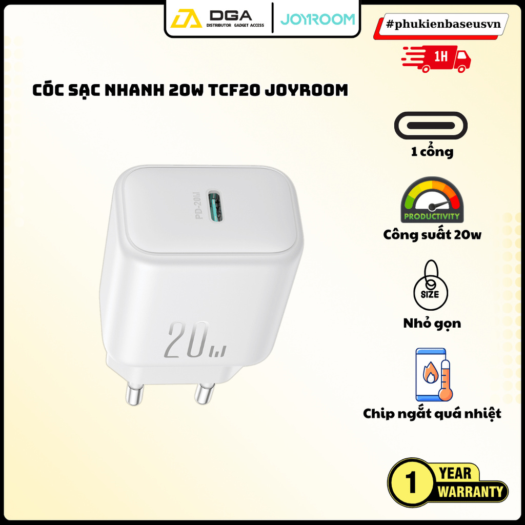 Cóc Sạc Nhanh 20W TCF20 Joyroom 1 Cổng Sạc C - Dùng Cho Iphone, Samsung, Xiaomi