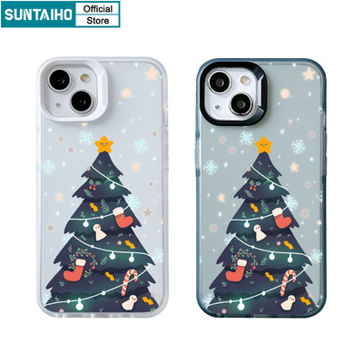 Suntaiho Thẩm Mỹ Cây Giáng Sinh Họa Tiết Trong Suốt Mờ Dành Cho Iphone 16 15 14 12 13 11 Pro Max IP 7 8 Plus Iphon X Xs XR Xs Max TPU Silicon Mềm Cao Cấp Chống Sốc Ốp điện thoại