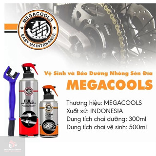 MEGACOOLS Bộ bảo dưỡng sên xích Chai . vệ sinh sên, rửa sên, Chainlube Ultralube Penetrate + bàn chải 3D