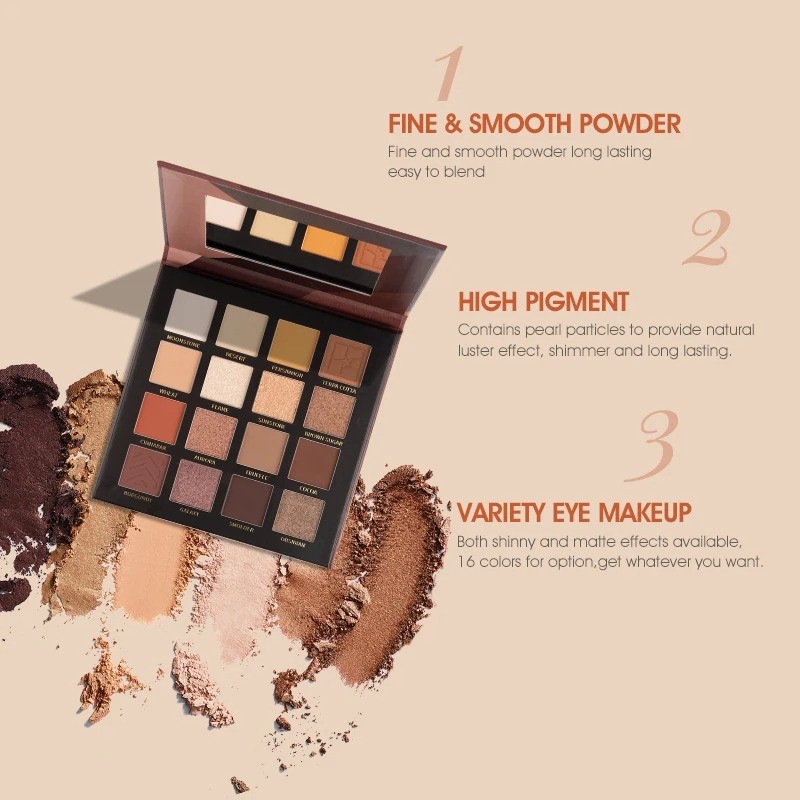 IMAGIC Star Temptation 16 Màu Phấn Mắt Plaette Earthy Tangerine Nâu Mờ Ngọc Trai Phấn Mắt