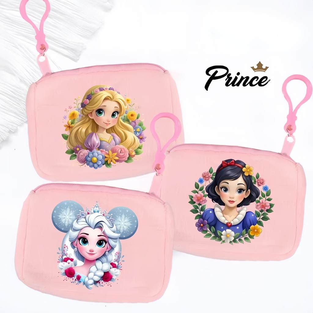 Công Chúa Disney Bạch Tuyết Aurora Lọ Lem Ariel Belle Ví Đựng Tiền Xu Mini Ví Ngắn Móc Khóa Dây Kéo 