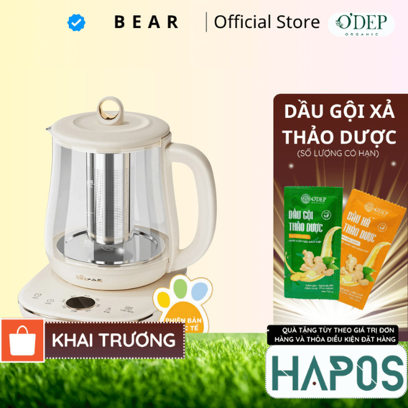 Ấm Đun Pha Trà 1.5L Siêu Tốc Bear YSH-E15M1 - Hàng Chính Hãng - Hapos