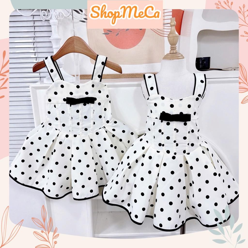 N75, Váy đầm chấm bi 2 dây bản to lưng khoá kéo  cho bé gái