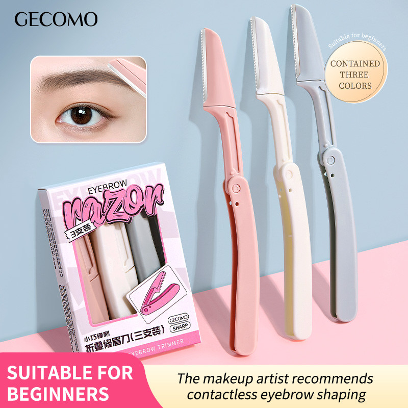 Dao cạo lông mày Gecomo, Máy cạo râu mặt có thể gập lại dành cho nữ có nắp đậy, An toàn & Di động