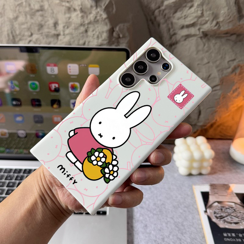 Hoa Miffy Rabbit Slim Micro Matte Frosted Hard Phone Case cho Samsung S25 Ultra S24 Ultra S24 FE S23