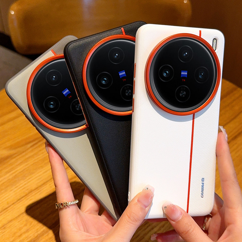 Dành Cho VIVO X100s Pro, X100 Pro, X100 Ultra Case ELVEV Nối Da PU Cứng PC Bảo Vệ Ống Kính Vỏ Điện T