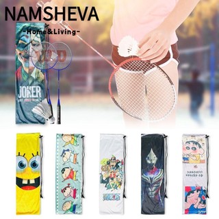 Túi đựng vợt cầu lông NAMSHEVA chống mài mòn, dây rút di động - Thiết kế Shin-chan, One Piece, Ultraman