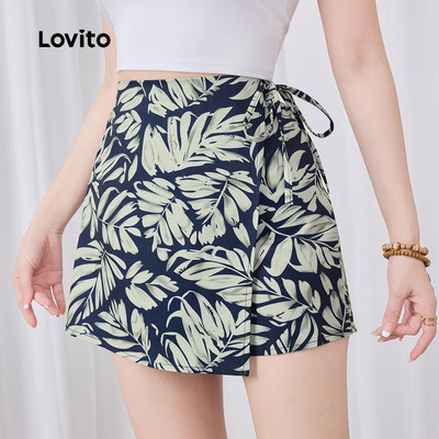 Quần short Lovito Kỳ nghỉ phong cách cột dây khóa kéo mùa xuân hè cho nữ L142ED626