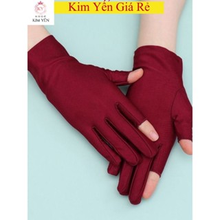 Găng tay chống nắng nữ, găng tay hở 2 ngón dễ dàng thao tác, vải thun lạnh mềm mát - Kim Yến Giá Rẻ