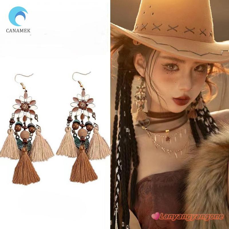 CANAMEK Bông Tai Handmade Hoa Mùa Hè Dễ Thương Style Boho Cho Phụ Nữ