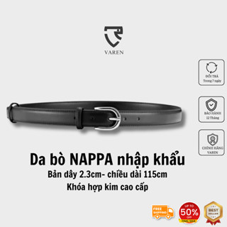 Thắt lưng da bò bản nhỏ, Nam Nữ unisex VAREN – Da mềm, khoá hợp kim cao cấp, dây nịt nam nữ