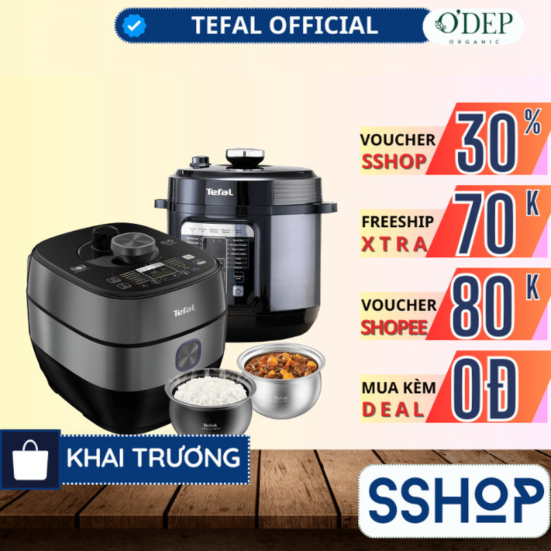 [XẢ] Nồi áp suất điện Tefal 6 Lít Chính hãng, cảm ứng đa năng nấu chậm, hầm, làm bánh CY601868/CY638