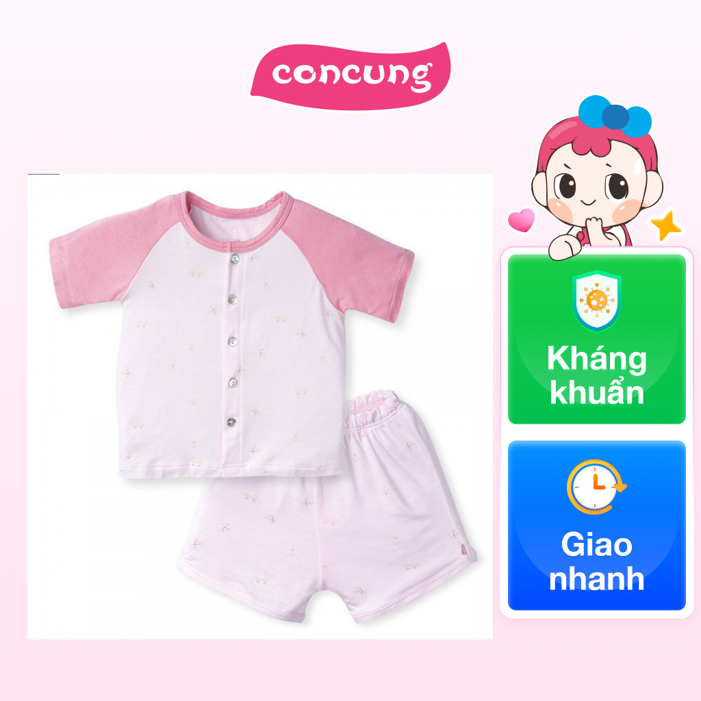 Bộ tính năng ngắn vải modal Animo VĐ522021 (0-3M,Hồng)