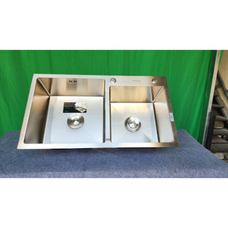 Chậu inox Sơn Hà Premium 2 hố lệch HM.X.2L.82.2.2, chậu rửa chén bát HÀNG CHÍNH HÃNG