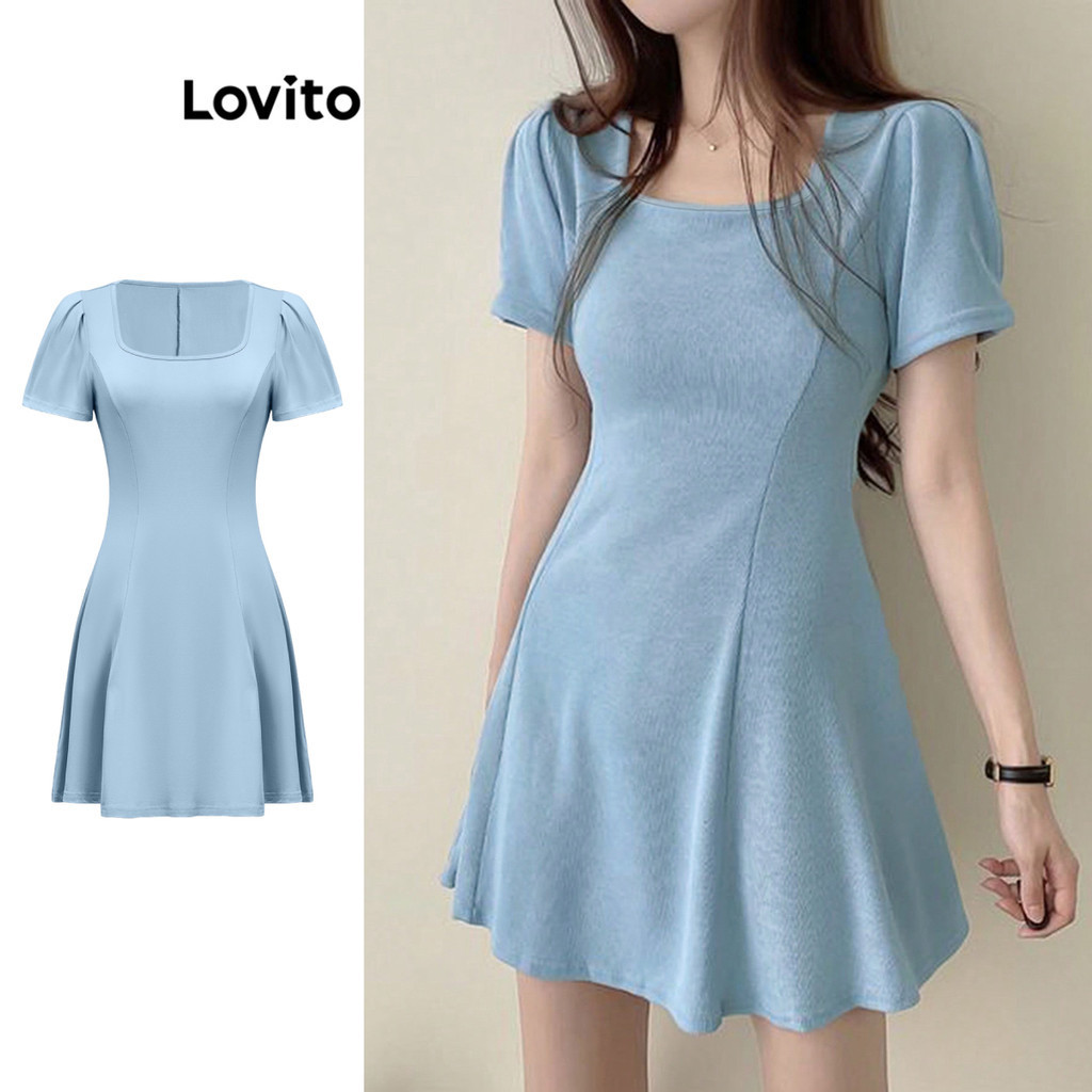 Lovito Đầm có cấu trúc trơn thanh lịch dành cho nữ L91ED396