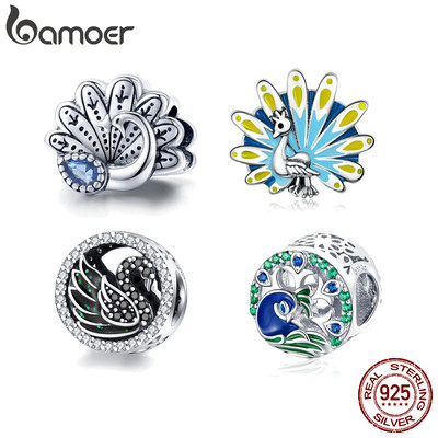 Bamoer Bạc 925 Quyến Rũ Thanh Lịch Con Công Thiên Nga Series Mặt Dây Chuyền Phụ Kiện Thời Trang Quà Tặng Sinh Nhật SCC1558