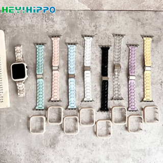 Dây đeo đồng hồ nhựa trong suốt mùa hè cho iwatch 9 8 7 45mm 41mm Dây đeo đồng hồ ba cây + Vỏ PC starlight cho iwatch series 9 8 7 se2 se 6 5 4 3 44mm 40mm