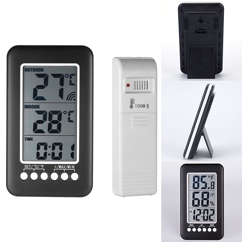 Thermometer Indoor Outdoor Temperature Meter Thermometer Clock Transmitter[SECL]