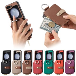 Cặp Đôi Cổ Điển Đơn Giản Vỏ Cho Samsung Galaxy Z Flip 6 5 4 3 Thiết Kế Thời Trang Ví Túi Tình Yêu Zflip3 Flip4 Flip5 Flip6 Có Giá Đỡ Nhẫn Vỏ Điện Thoại