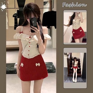 Ngọt Ngào Và Gia Vị Nữ Tính Phong Cách Tinh Khiết Phù Hợp Với Mùa Hè Mới Bóng Nhỏ Bow Ngắn Tay Áo Sơ Mi Polka Dot Váy Của Phụ Nữ Hai-Mảnh Bộ