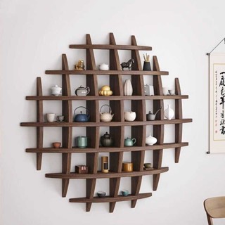 Giá Gỗ Treo Tường Dùng Kê Trưng Bày Ấm Chén Dụng Cụ Pha Trà Trang Trí Không Gian Trà Đạo