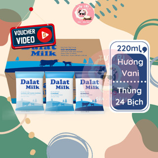 Thùng 24 Bịch Sữa Dalat Milk 220ml . Có đường, Ít đường, Ko Đuờng.