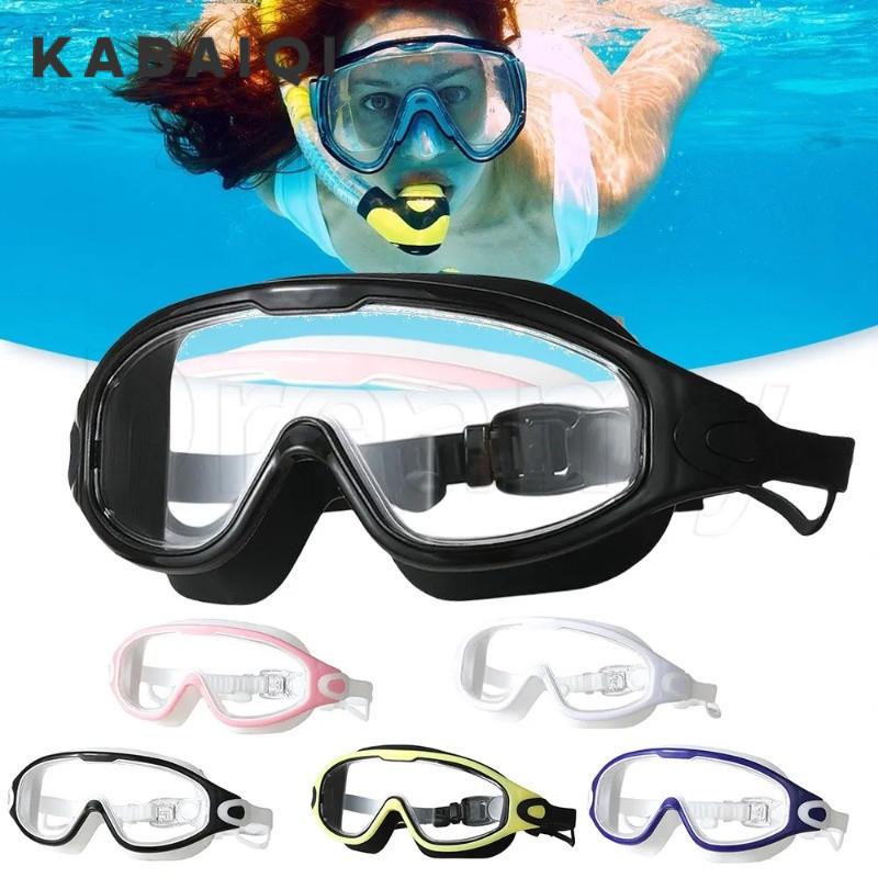 Unisex large frame swimming goggles with earplugs / adjustable high-definition snorkeling goggles / professional anti fog swimming goggles / water sports waterproof eye mask