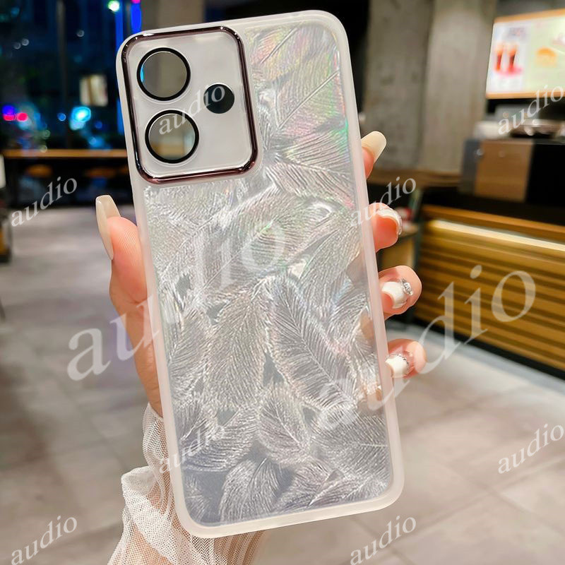 Ốp điện thoại lấp lánh lông vũ Laser TECNO Spark Go 2 4G cho vỏ Tecno Spark Go 2 Go2 4G có màng bảo 