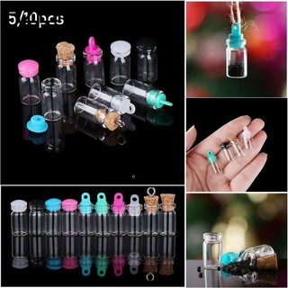 Bộ 5/10 Lọ Thủy Tinh Mini Có Nút Bần Màu Cầu Vồng Dùng Để Trang Trí Nhà