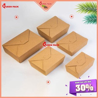 [HCM QP] SET 50 Chiếc Hộp Giấy Kraft Nắp Gài hàng dày dặn, thân thiện môi trường, dùng cho nhà hàng