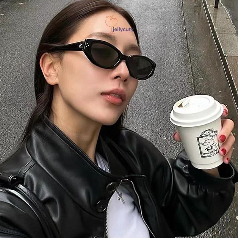 Kính râm cao cấp Unisex Mắt mèo Kính râm khung vuông nhỏ Kính râm chống tia cực tím thời trang
