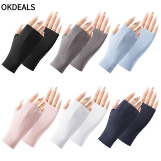 OKDEALS Đôi Găng Tay Lụa Lạnh Nhiều Màu Chống Nắng Mỏng Quyến Rũ Dành Cho Nữ