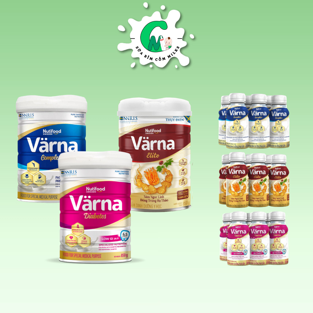Sữa Varna pha sẵn lốc 6 chai 237ml sữa varna complet,varna diabetes, varna sâm ngọc linh - Cốm Milks