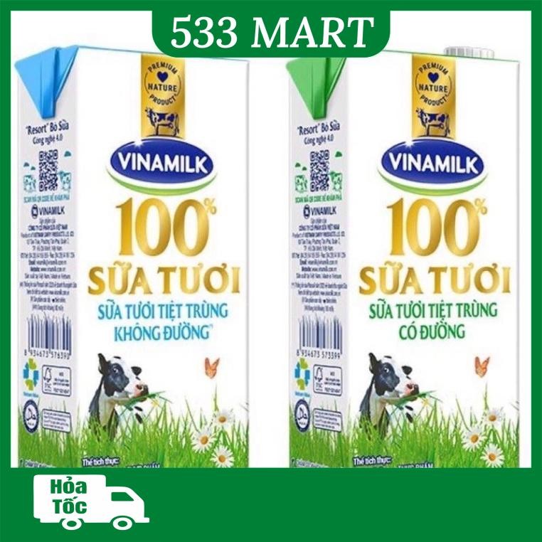 [HỘP LẺ] Sữa tươi Vinamilk 100% Không đường/ Có đường 1 Lít