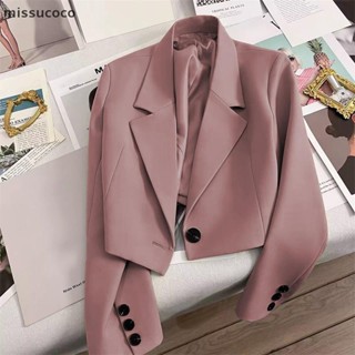 [Missu] Áo khoác crop blazer dành cho nữ Áo khoác cổ có rãnh dáng sang trọng Áo khoác COC