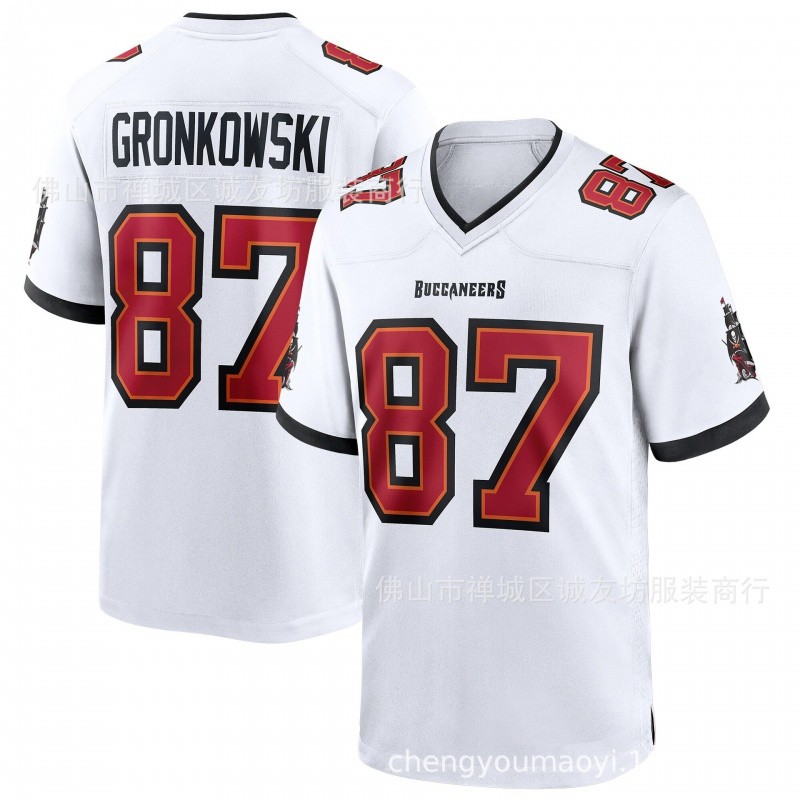 NFL Rugby Jersey Cướp Biển 87 Trắng buccaneers Rob Gronkowski Jersey DIY6