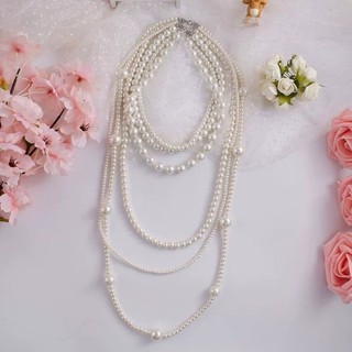 Phong Cách Nổi Tiếng Lớn Ngọc Trai Nhỏ Dây Nhiều Lớp Xếp Chồng Áo Len Dài Dây Chuyền Vòng Cổ Hàn Quốc Dongdaemun Trang Sức Ngắn Xương Đòn Dây Xích