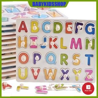 Bảng Ghép hình núm cầm bằng gỗ nhiều chủ đề cho bé, hàng loại 1